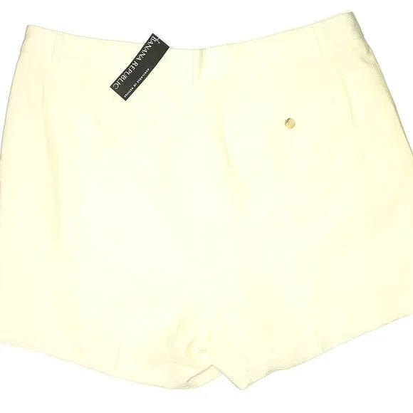 NWT Banana Republic Ivory Rayon Blend Fully-Lined Pleated-Front Shorts Size 18 - Picture 4 of 4